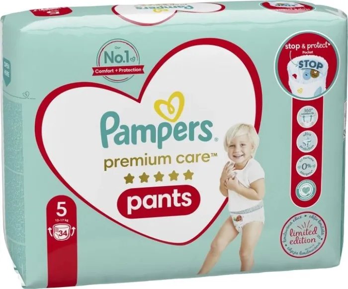 Подгузники-трусики Pampers Premium Care Pants Размер 5 (12-17кг) 34 шт (8001090759870)