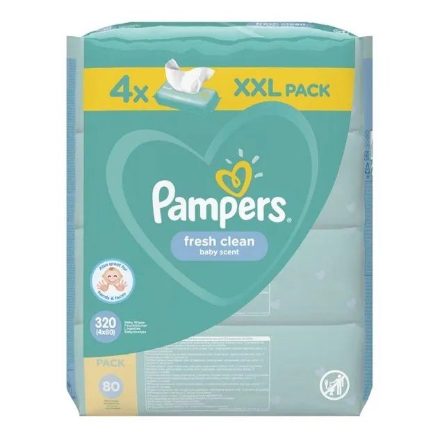 Влажные салфетки Pampers Fresh Clean Baby Wipes 4х80 шт (8001841078052)