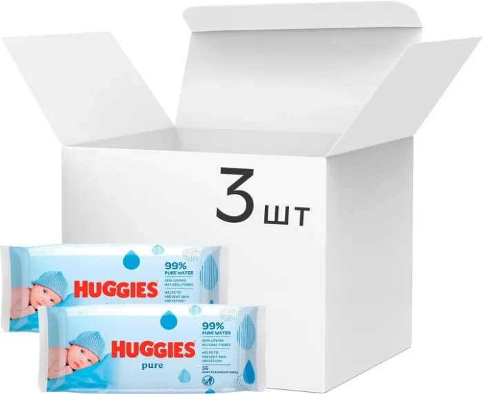 Салфетки влажные Huggies Ultra Comfort Pure 2+1 (56 х 3 шт) (5029053550091)