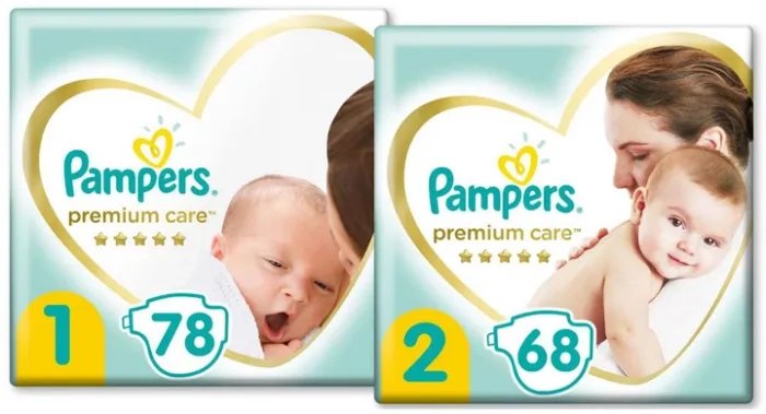 Подгузники Pampers Premium Care 1 Newborn 2-5 кг + 2 Mini 4-8 кг 146 шт (8001841397511)