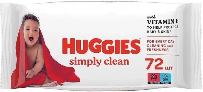 Детские влажные салфетки "Simply Clean", 72шт - Huggies 72шт (1161699-124422)