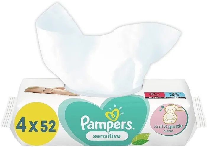 Детские влажные салфетки "Sensitive", 208шт. - Pampers 4x52шт (1029263-146383)