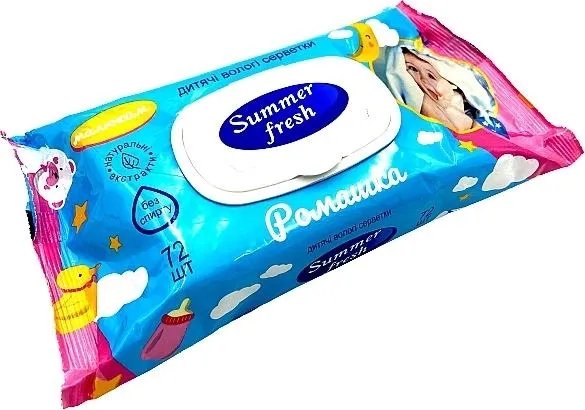 Влажные салфетки для детей "Ромашка", 72 шт. - Summer Fresh Body Care 72шт (1183345-137414)