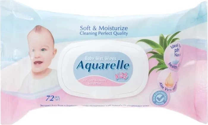 Детские влажные салфетки с крышечкой - Sts Cosmetics Aquarelle Kids Wet Wipes 72шт (170579-140288)