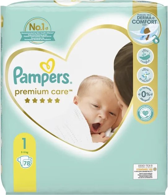 Подгузники Pampers Premium Care Размер 1 (2-5 кг) 78 шт (8001841104836)