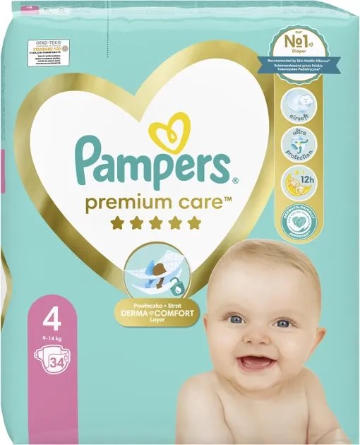 Подгузники Pampers Premium Care Размер 4 (9-14 кг) 34 шт (8001090379368)