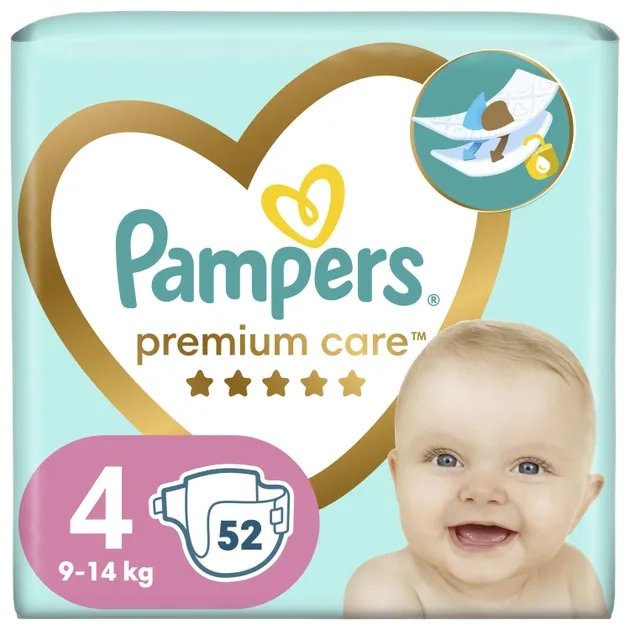 Подгузники Pampers Premium Care Размер 4 (9-14 кг) 52 шт (4015400278818)