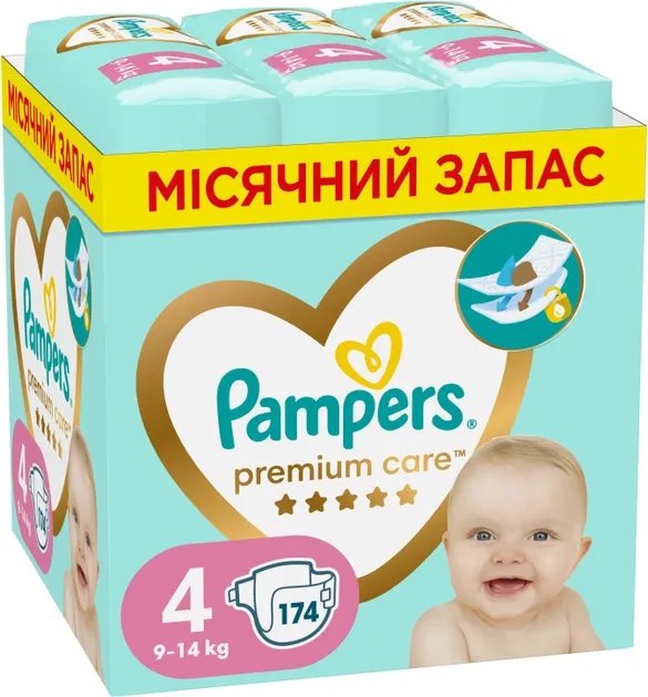Подгузники Pampers Premium Care Размер 4 (9-14 кг) 174 шт (8006540855935)