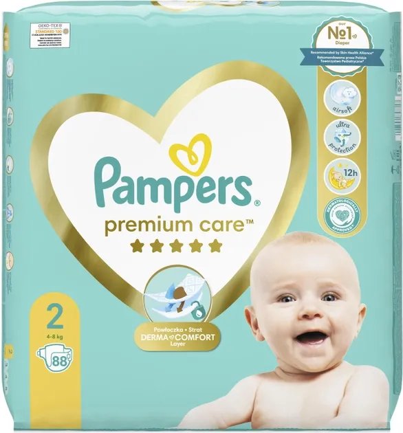 Подгузники Pampers Premium Care Размер 2 (4-8 кг) 88 шт (8006540857717)