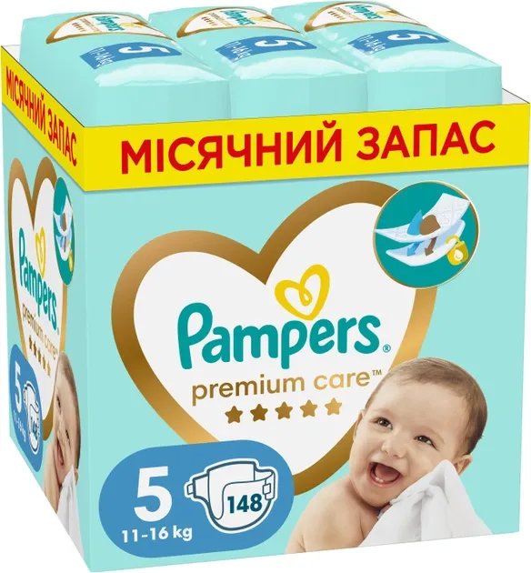 Подгузники Pampers Premium Care Размер 5 (11-16 кг) 148 шт (8006540855973)