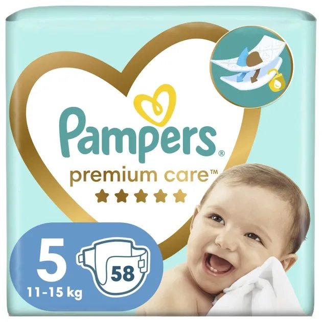 Подгузники Pampers Premium Care Размер 5 (11-16 кг) 58 шт (8001841104997)