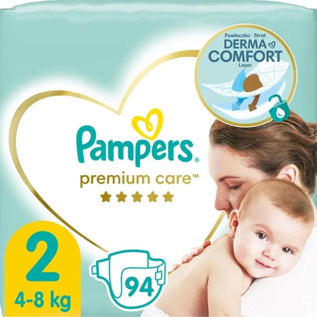 Подгузники Pampers Premium Care Размер 2 (4-8 кг) 94 шт (8001841104911)