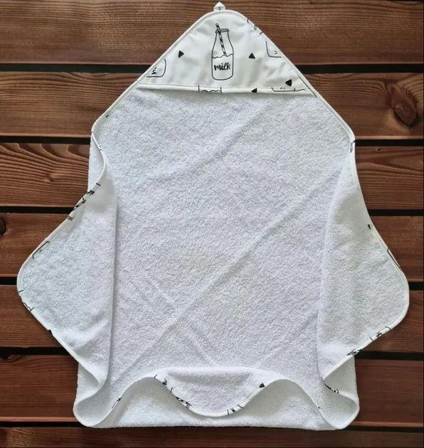 Детское махровое полотенце с капюшоном для купания новорожденных 80*80 см BST Белый 3