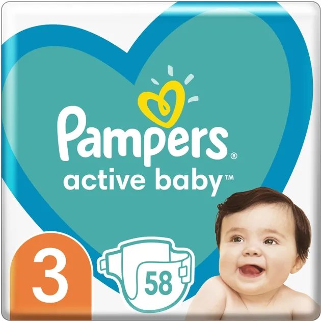 Подгузники Pampers Active Baby Размер 3 (Midi) 6-10 кг 58 шт (8001090949707)