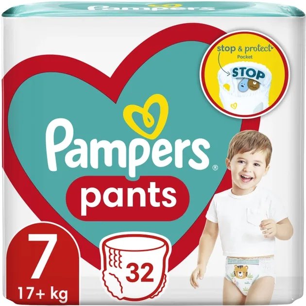 Подгузники-трусики Pampers Pants Размер 7 (17+ кг) 32 шт (8006540374559)