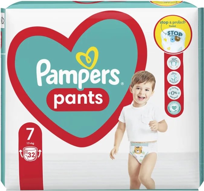 Подгузники-трусики Pampers Pants Размер 7 (17+ кг) 32 шт (8006540374559)