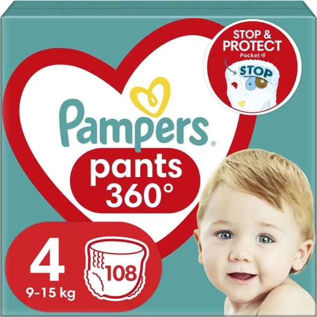Подгузники - трусики Pampers Pants Размер 4 (9-15 кг) 108 шт (8006540069448)