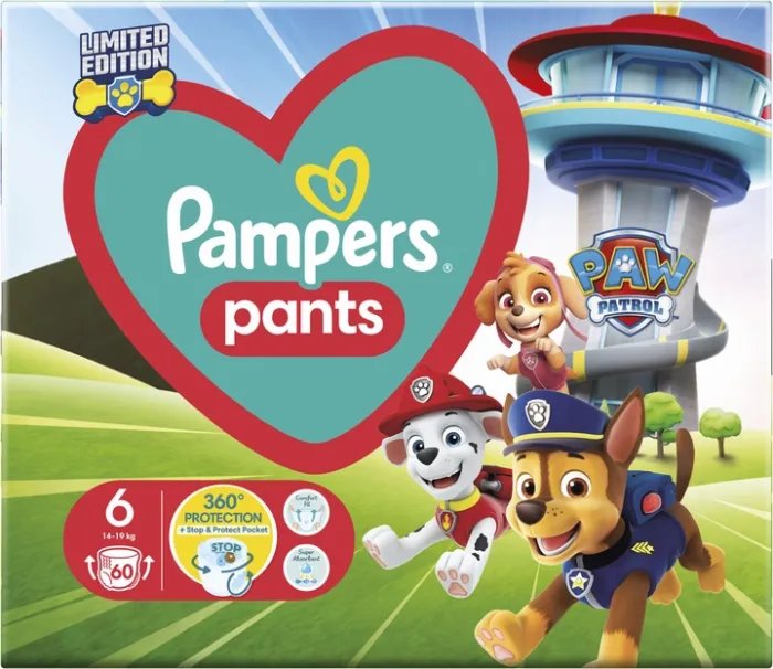 Подгузники-трусики Pampers Pants Щенячий патруль Размер 6 (14-19 кг) 60 шт (8006540863657)