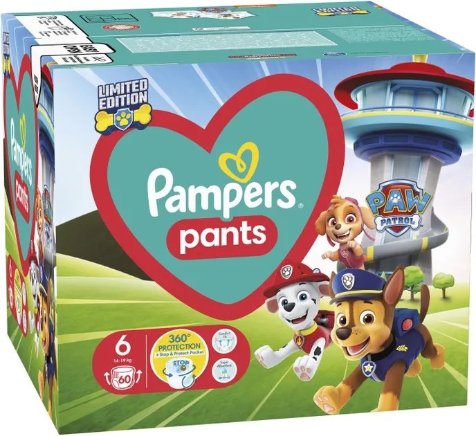 Подгузники-трусики Pampers Pants Щенячий патруль Размер 6 (14-19 кг) 60 шт (8006540863657)