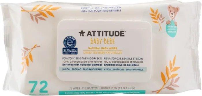 Салфетки влажные Attitude Sensitive Skin для детей с чувствительной кожей 72 шт (626232607000)