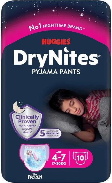 Подгузники-трусики Huggies DryNites для девочек 4-7 лет 10 шт. (5029053527581)