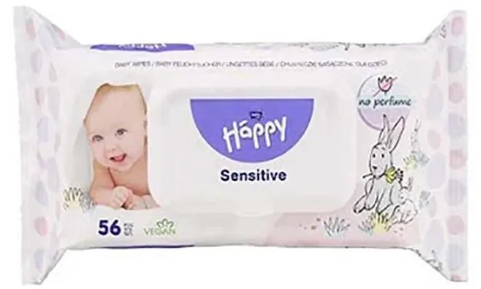 Детские влажные салфетки Bella Baby Happy Sensitive, 56 шт с клапаном