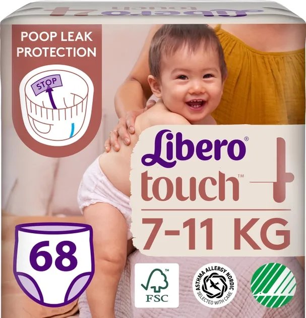 Подгузники-трусики Libero Touch Pants размер 4 (7-11 кг) 68 шт (7322541993386)