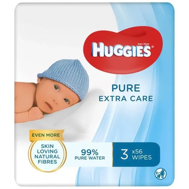 Серветки вологі Huggies Pure Extra Care 2 + 1 (3 х 56 шт.) (5029054222119)